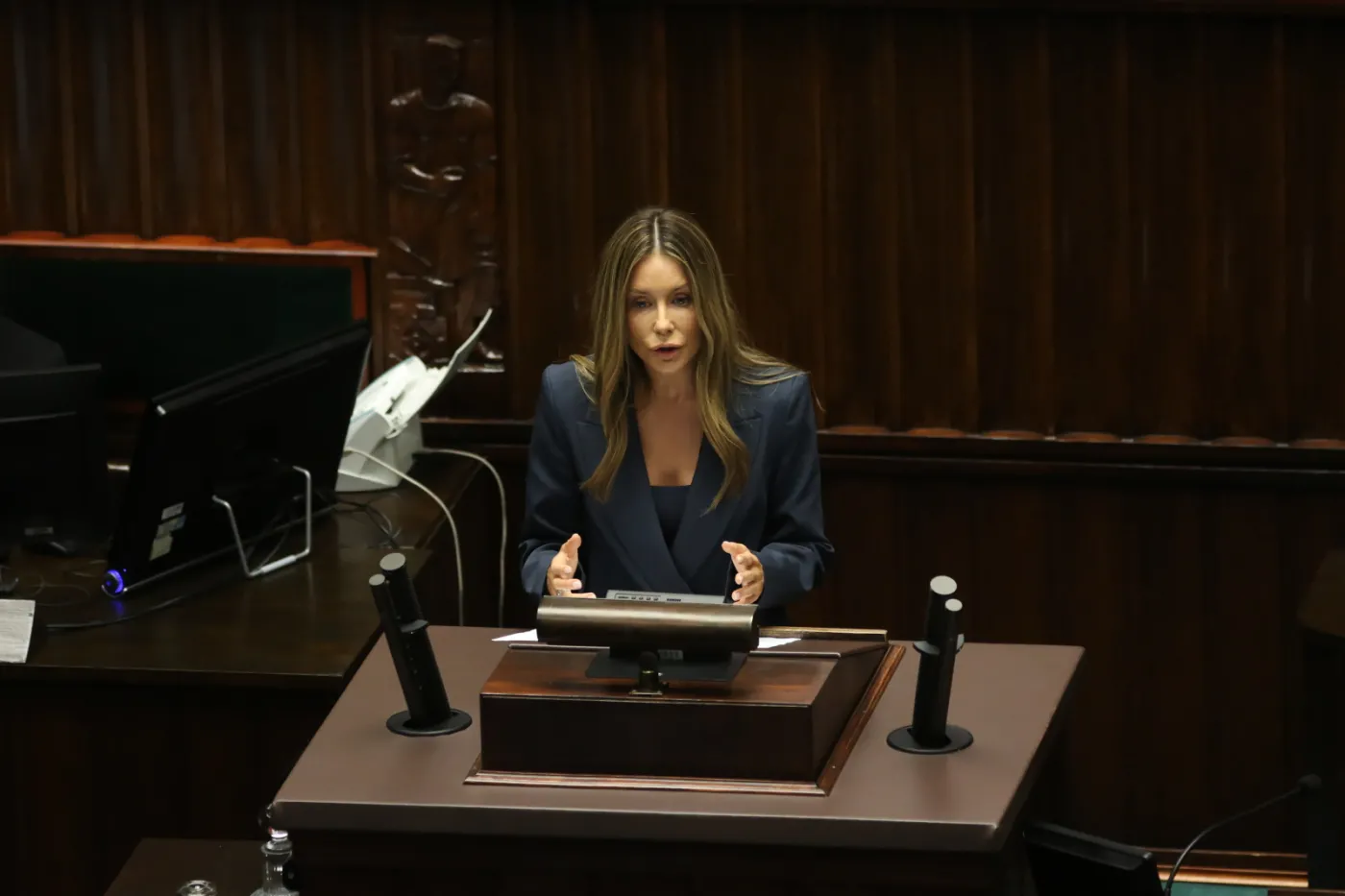 Małgorzata Rozenek-Majdan późnym wieczorem w Sejmie. Na tapecie in vitro