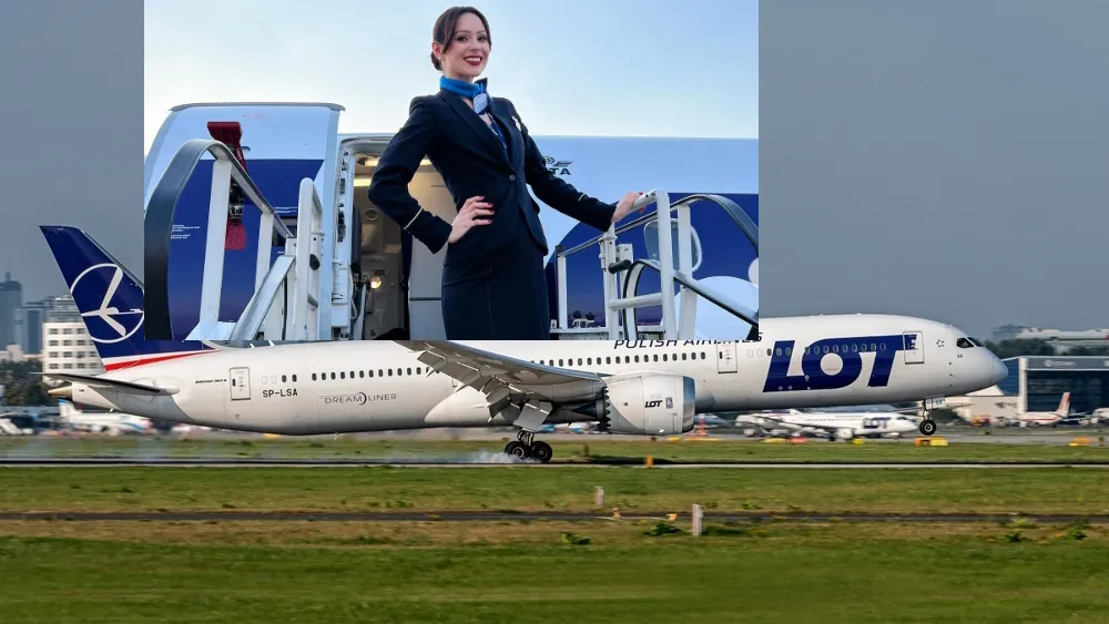 Plane,Line,Pll,Lot,Landing,At,The,Airport,In,Warsaw,