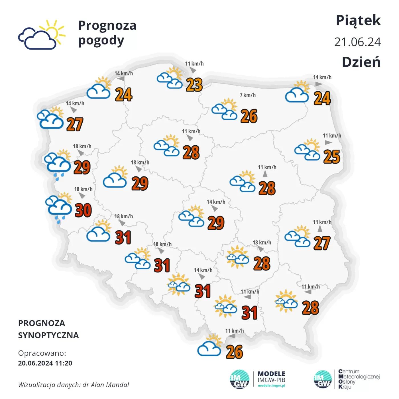 IMGW pogoda 21 22 23 czerwca 2024 prognoza pogody synoptyczna