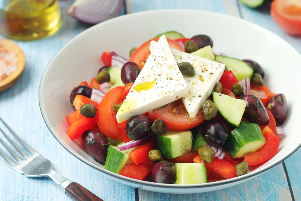 A,Bowl,With,Traditional,Greek,Salad,Horiatiki