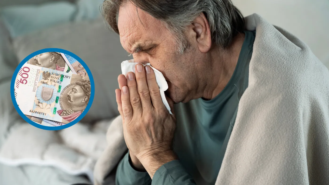 Chory mężczyzna; pieniądze