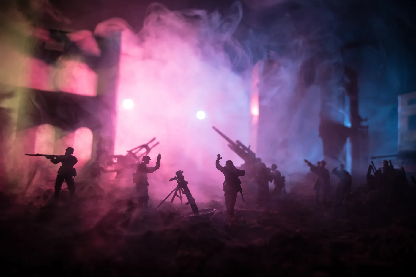 War,Concept.,Military,Silhouettes,Fighting,Scene,On,War,Fog,Sky