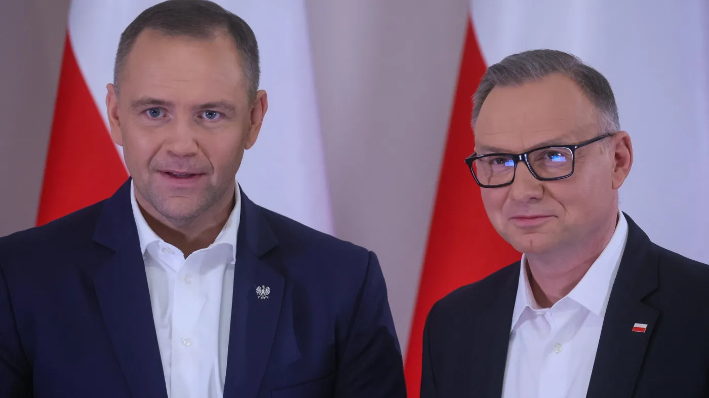 Prezydent RP Karol Nawrocki i były prezydent RP Andrzej Duda