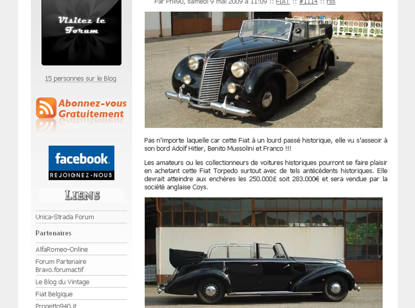 Auto Mussoliniego jedzie na aukcję