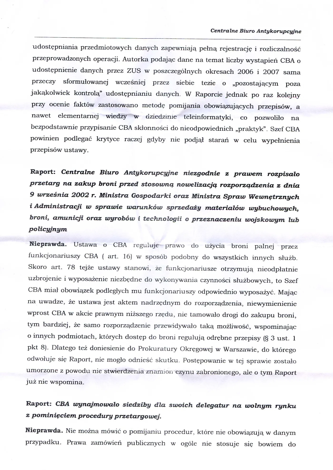 Szef CBA: Pitera to ignorantka