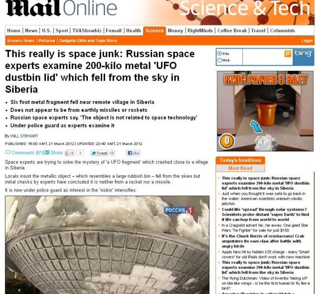 Tajemniczy obiekt spadł na syberyjską wioskę