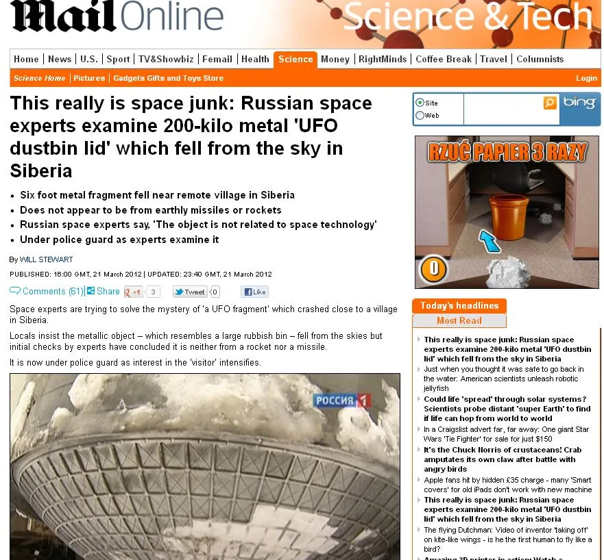 Tajemniczy obiekt spadł na syberyjską wioskę