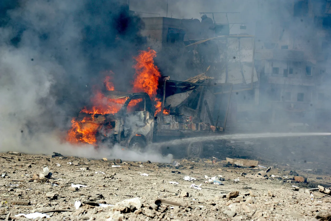 Pożar po zamachu w Damaszku