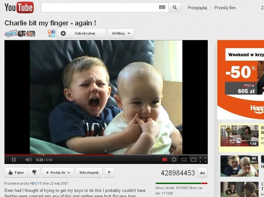 "Charlie ugryzł mnie w palec"