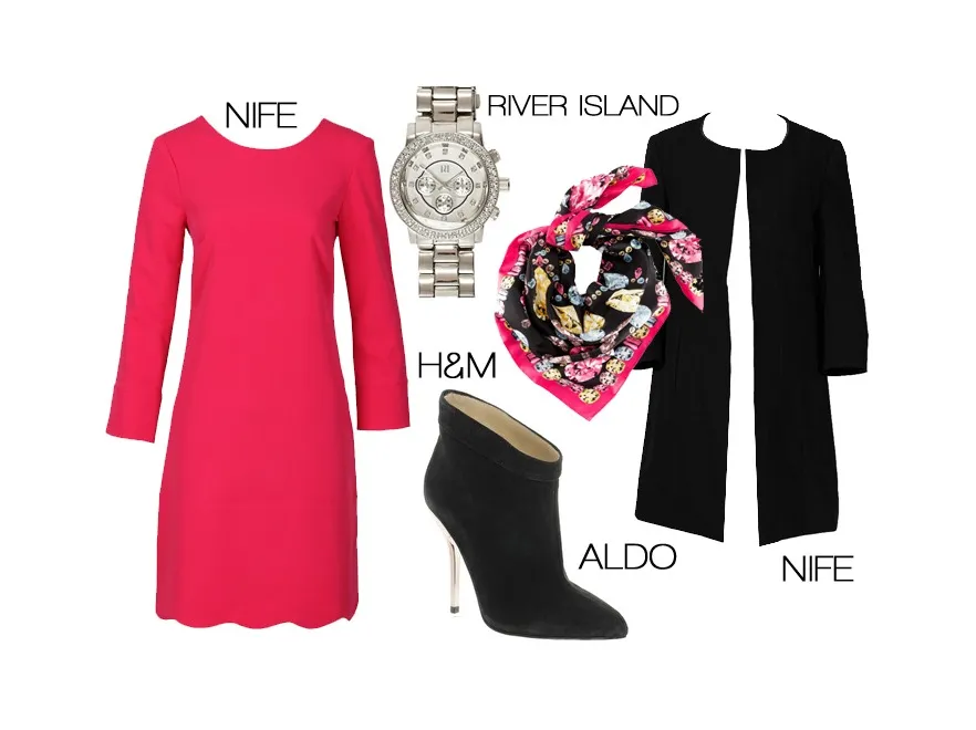 Stylizacja "do pracy" z sukienką w kolorze fuksji