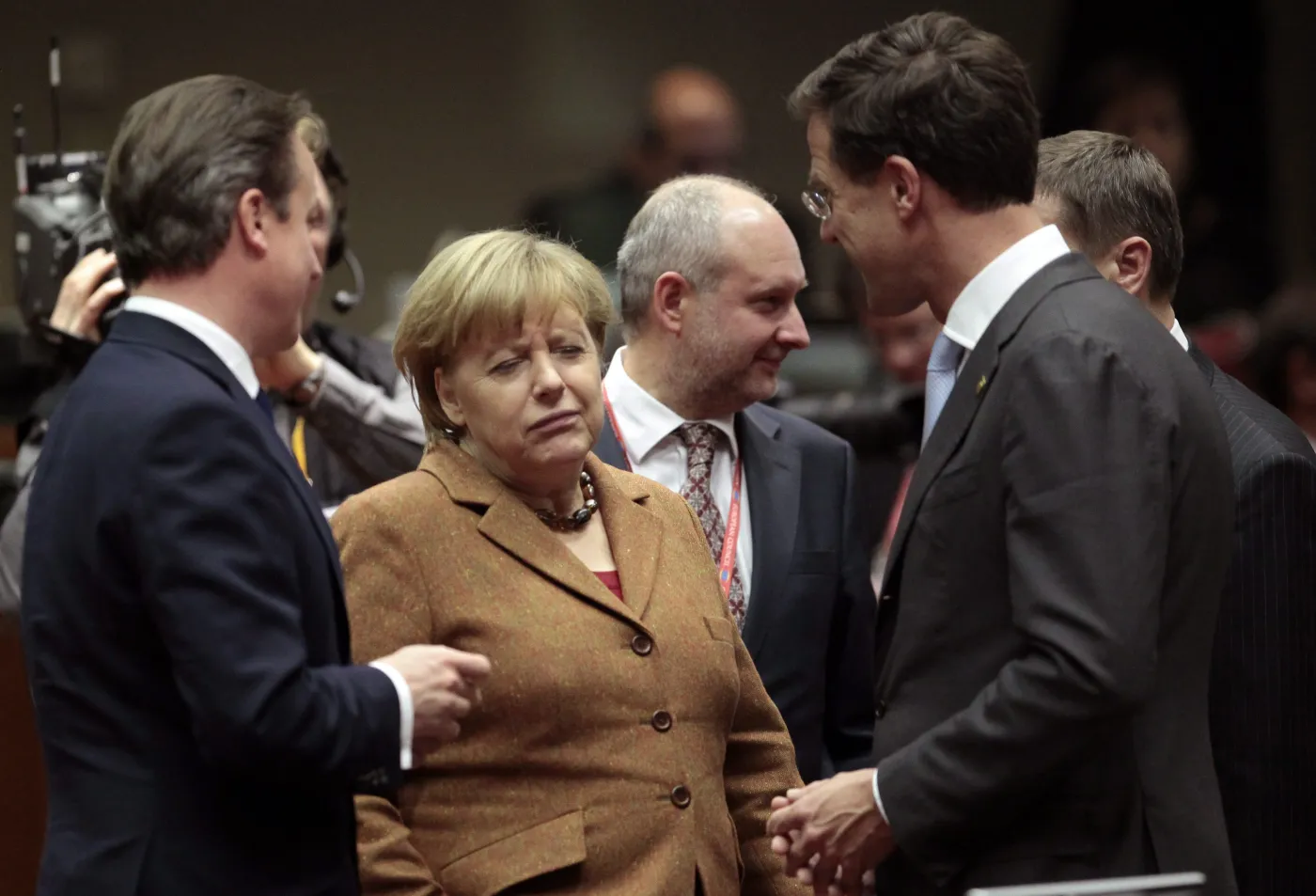 David Cameron, Angela Merkel i holenderski premier