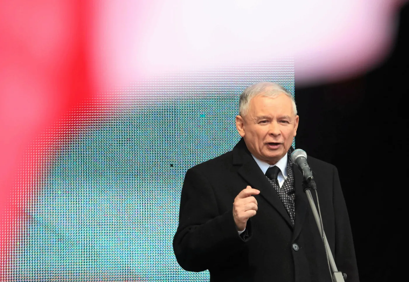 Jarosław Kaczyński przemawia do swoich zwolenników