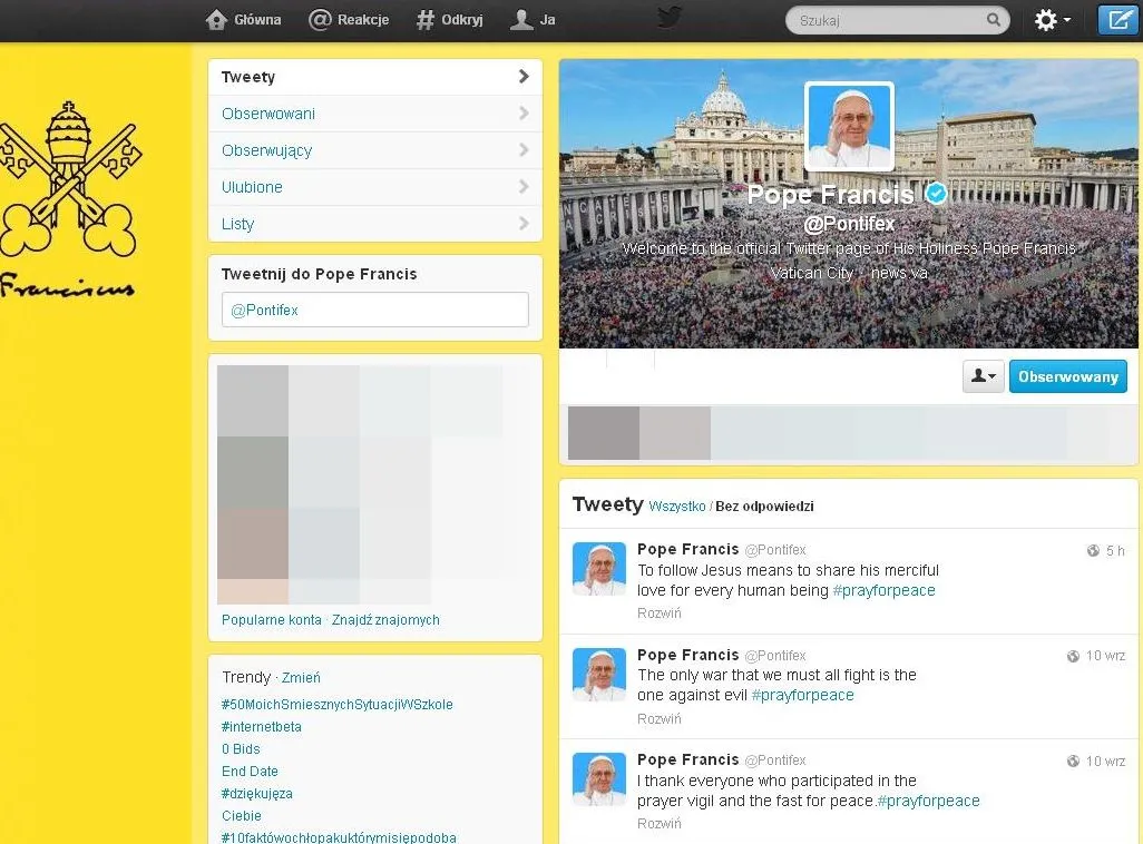 Papieski profil na Twitterze
