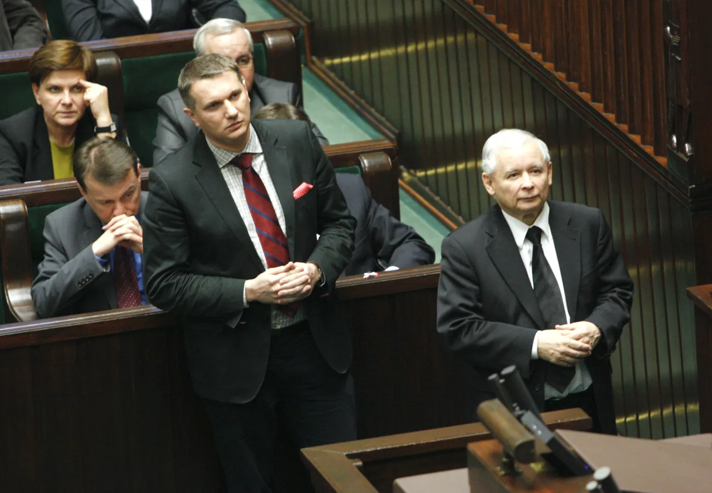 Przemysław Wipler i Jarosław Kaczyński w Sejmie