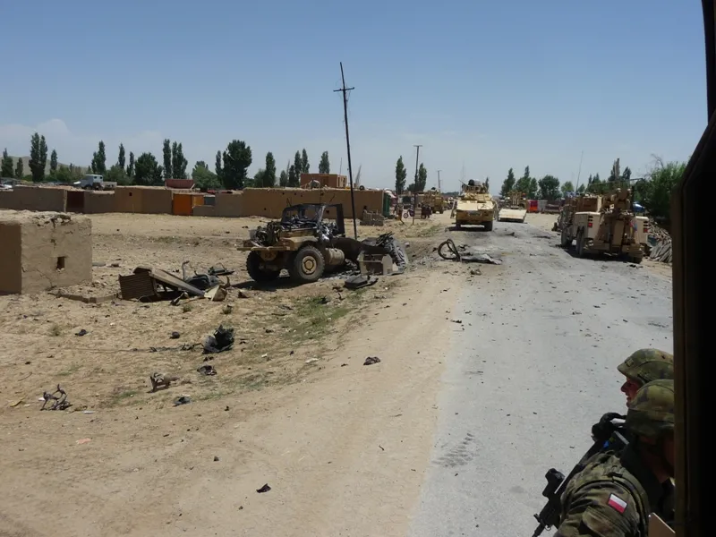 Miejsce wybuchu miny-pułapki