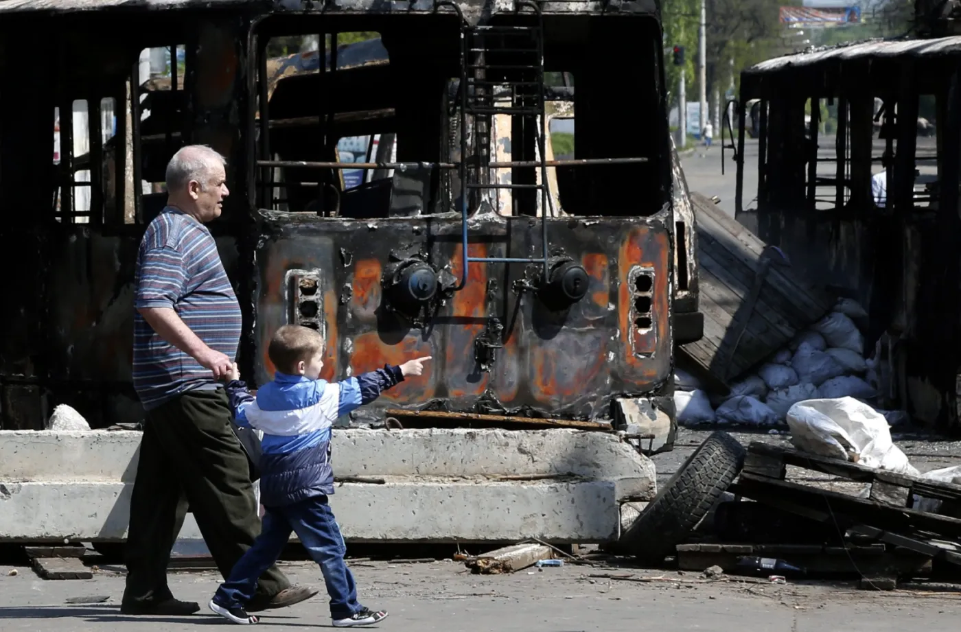 Spalony autobus w Kramatorsku
