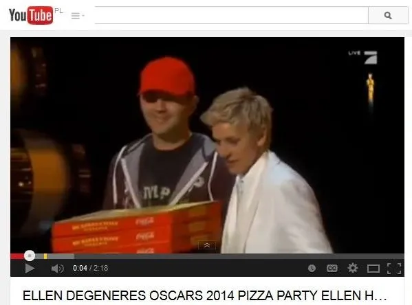 Ellen Degeneres rozdaje pizzę na Oscarach