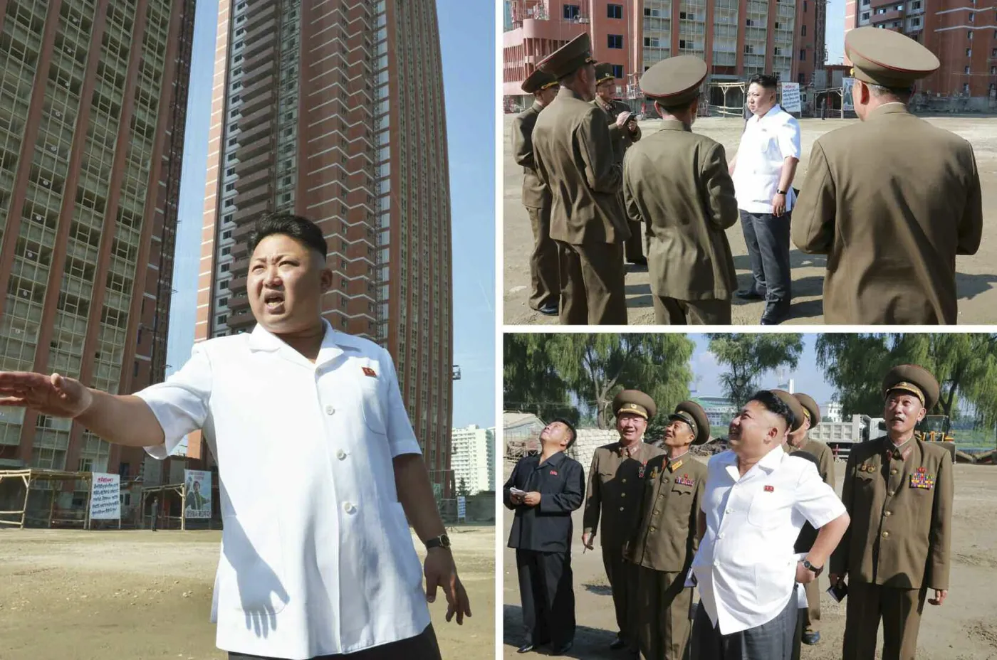 Kim Dzong Un wizytuje budowlę osiedla dla nauczycieli w Pyongyangu