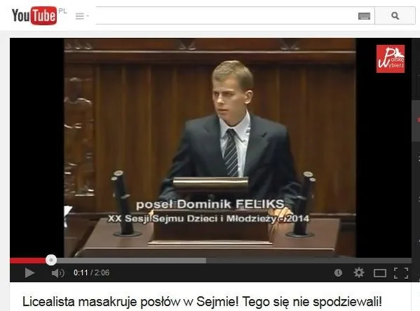 Licealista przemawia w Sejmie