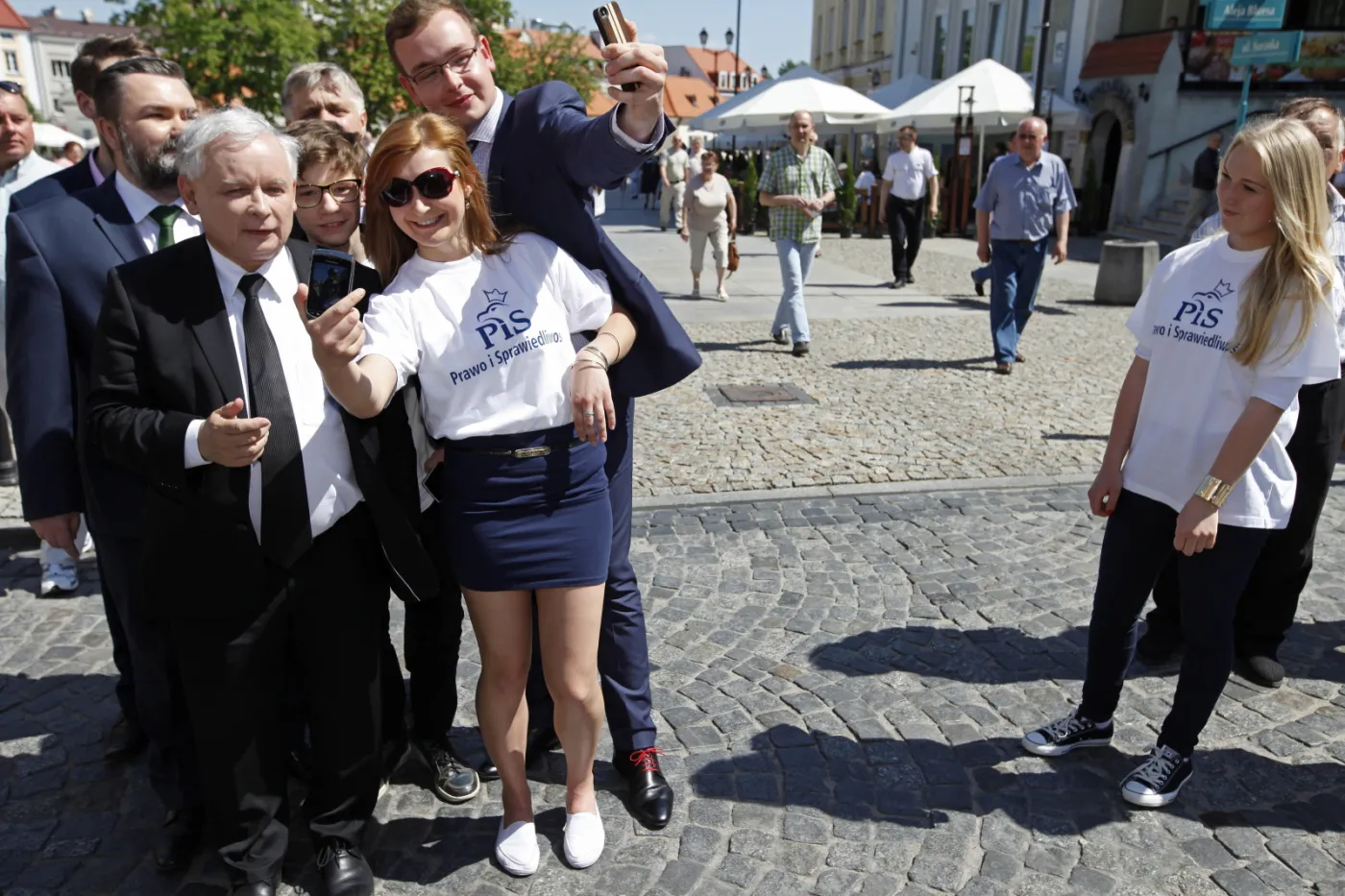 Prezes PiS Jarosław Kaczyński na Rynku Kościuszki w Białymstoku