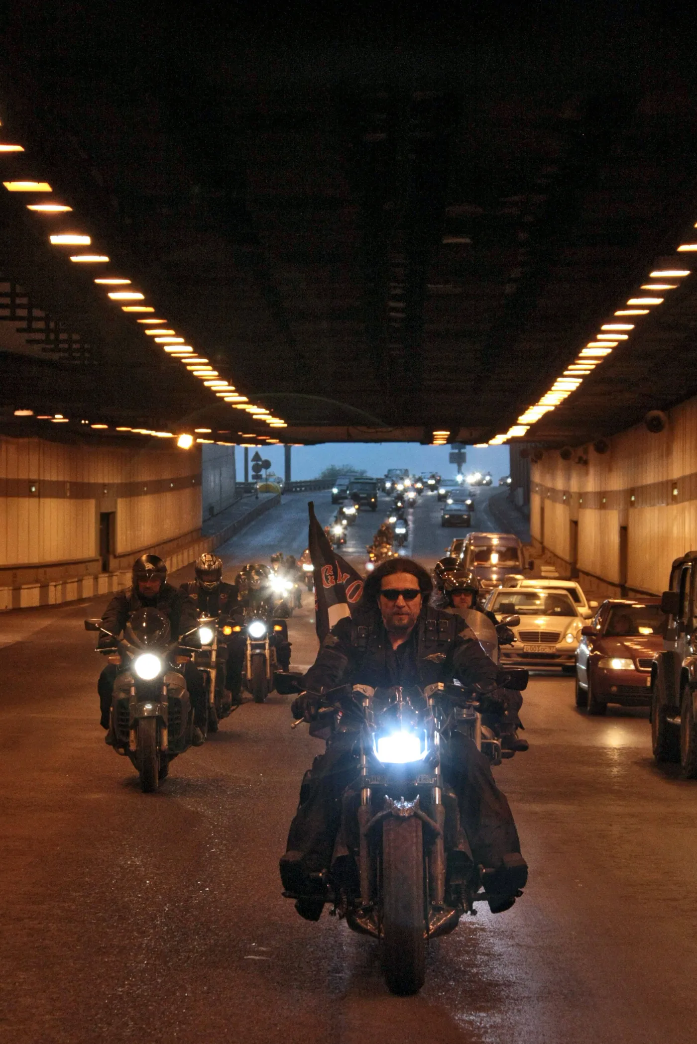 Przejazd Nocnych Wilków przez Moskwę, na czele Aleksander Załdostanow, 2008