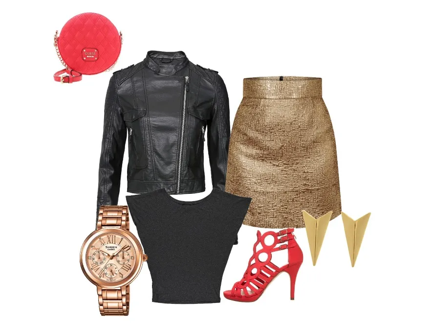 Modny duet czerwieni i złota. STYLIZACJE