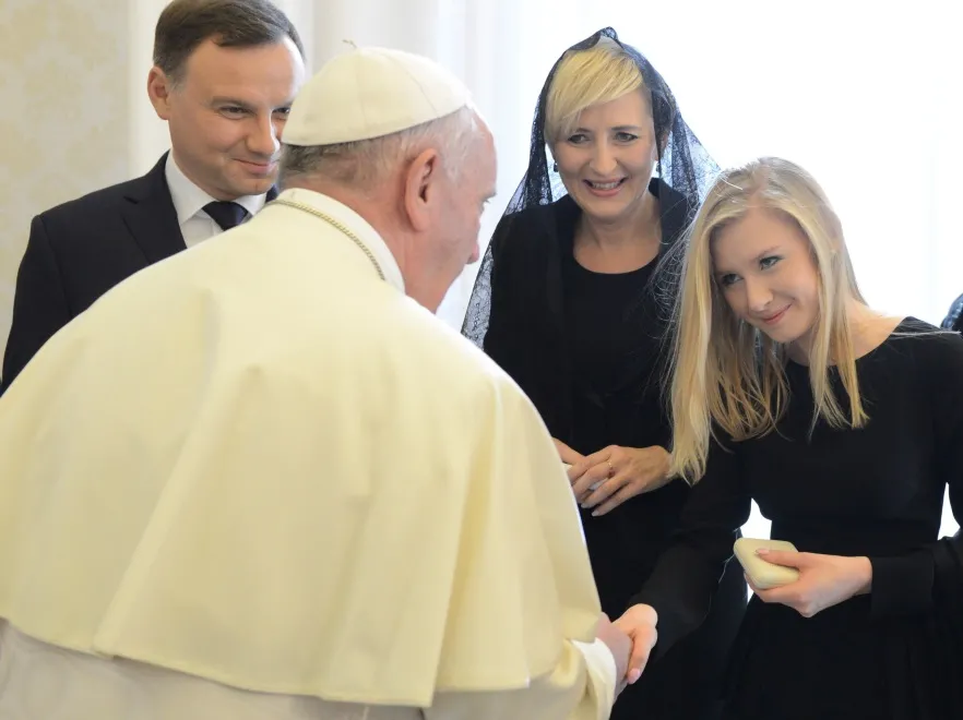 Agata Kornhauser-Duda; Andrzej Duda; Kinga Duda; papież Franciszek