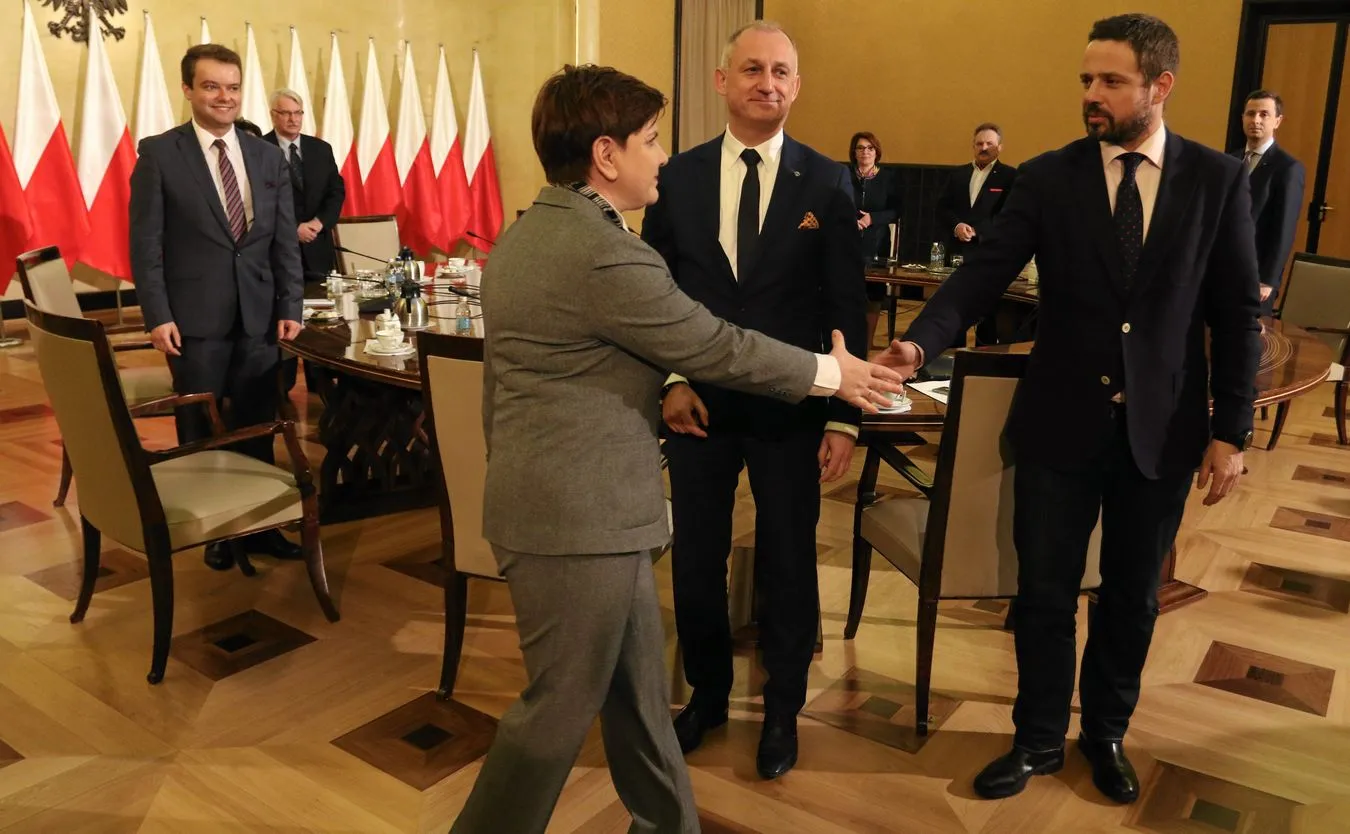 Beata Szydło, Sławomir Neumann i Rafał Trzaskowski