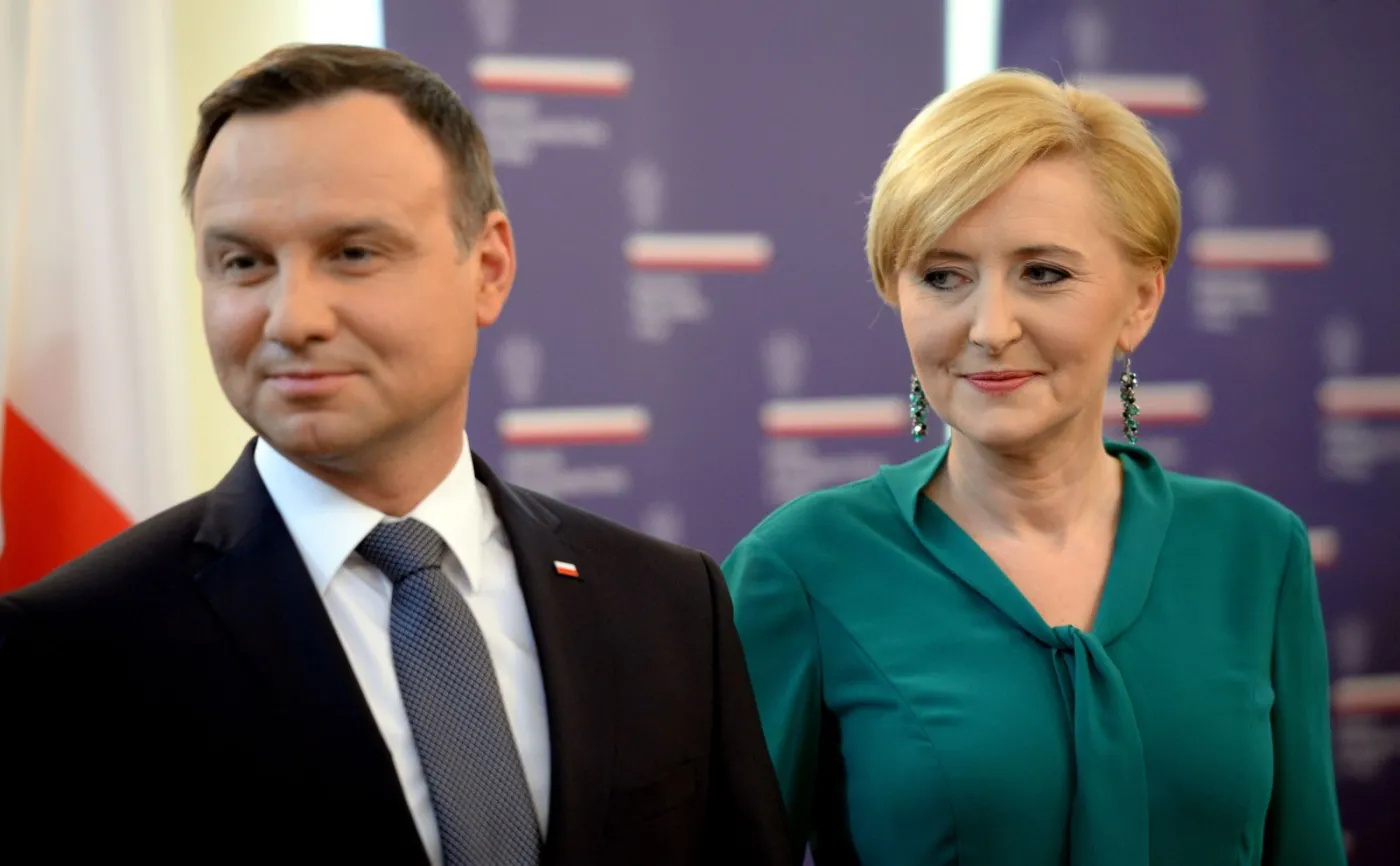 Prezydent Andrzej Duda z żoną Agatą Kornhauser-Dudą w ambasadzie RP w Pradze