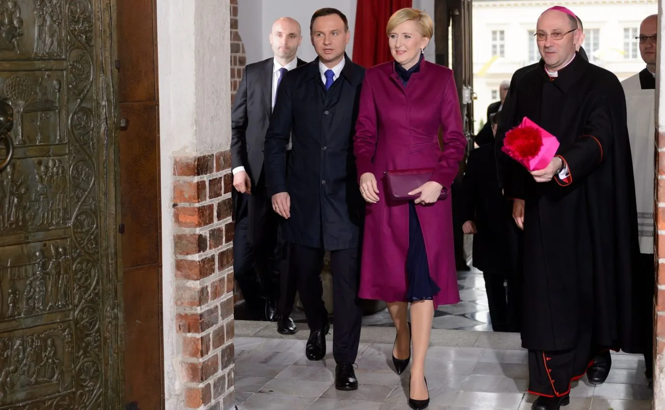 Andrzej Duda z małżonką oraz abp Wojciech Polak
