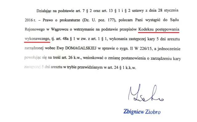 Wpadka? Niedopatrzenie? Zbigniew Ziobro podpisał dokument z poważnym błędem