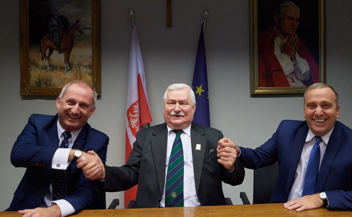 Sławomir Neumann, Lech Wałęsa, Grzegorz Schetyna