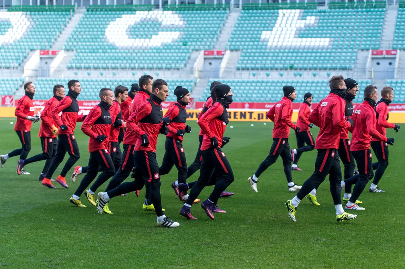 Piłkarze reprezentacji Polski podczas treningu kadry we Wrocławiu