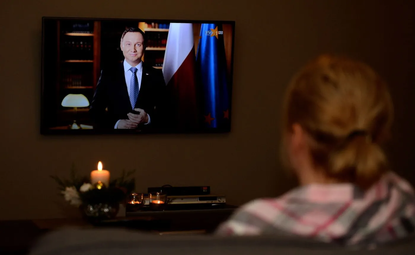 Noworoczne orędzie prezydenta Andrzeja Dudy transmitowane przez TVP1