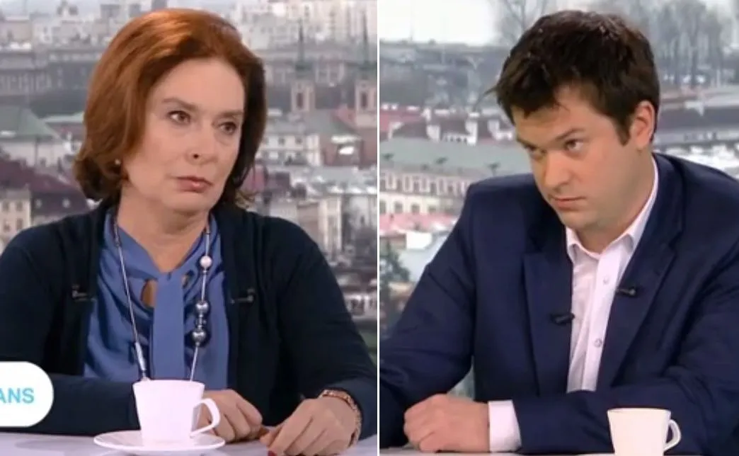 Małgorzata Kidawa-Błońska i Marek Pyza w "Kwadransie politycznym" w TVP