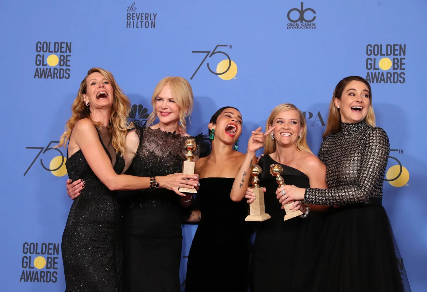 Laura Dern, Nicole Kidman, Zoe Kravitz, Reese Witherspoon oraz Shailene Woodley z nagrodą za "Wielkie kłamstewka"