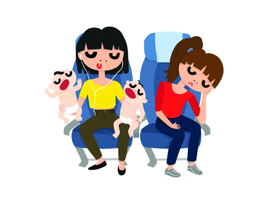 Krzyczące dzieci w samolocie