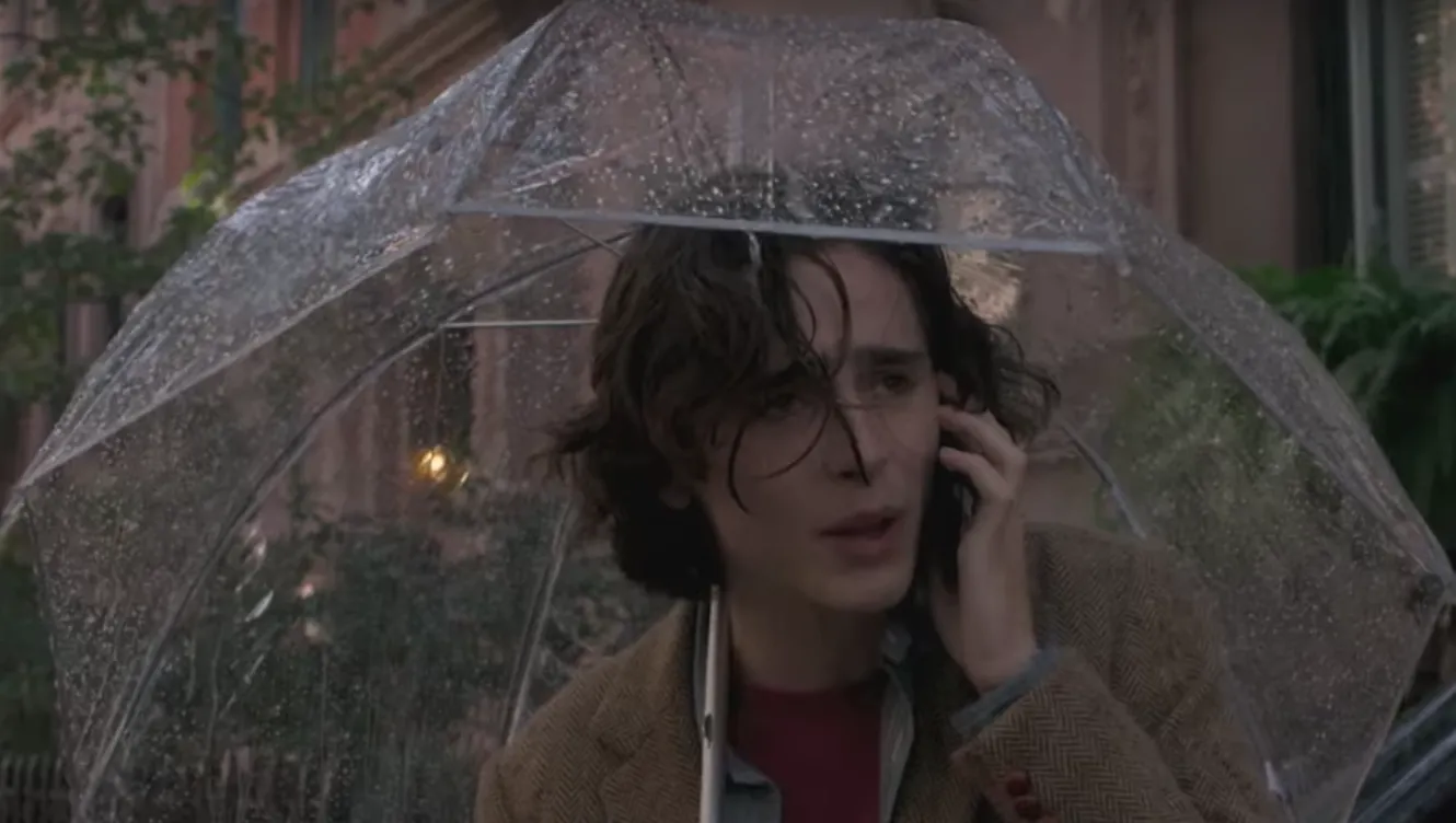Timothée Chalamet w filmie "W deszczowy dzień w Nowym Jorku"
