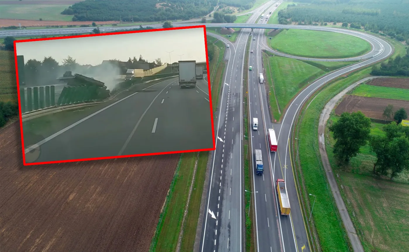 Masakra na autostradzie A4. Laweta wylądowała na barierkach [NAGRANIE]