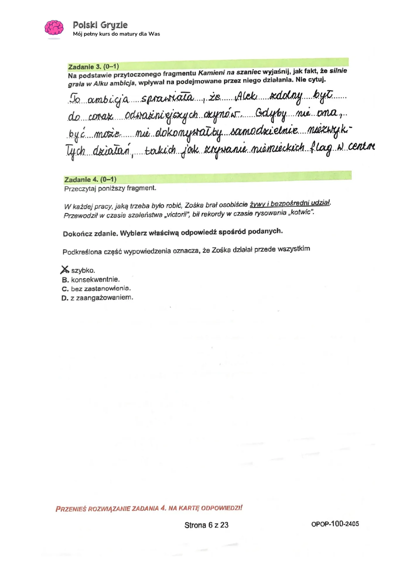 Egzamin ósmoklasisty 2024. Język polski [ARKUSZE CKE i ODPOWIEDZI]