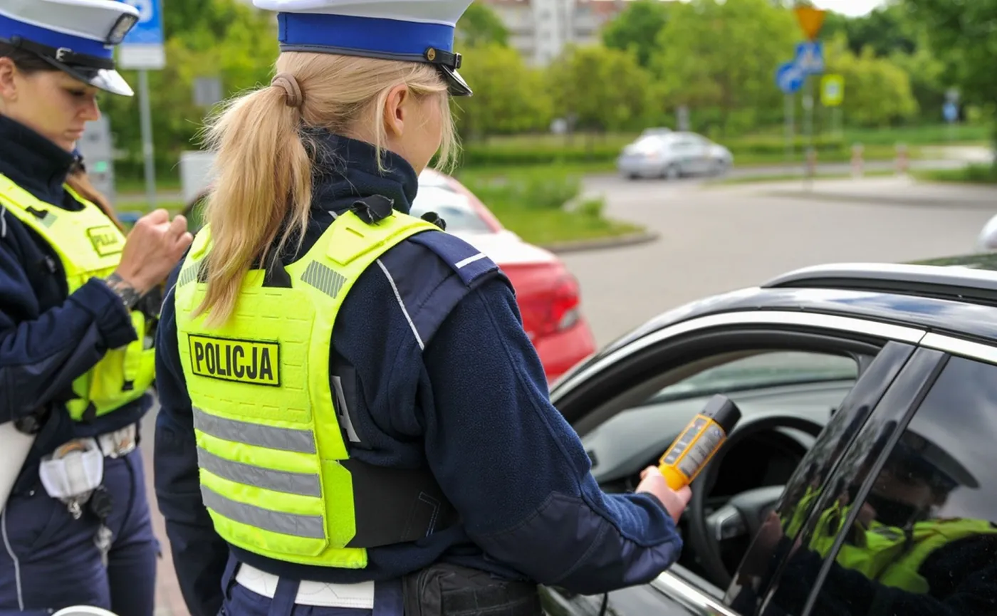 Policja kontroluje kierowcę