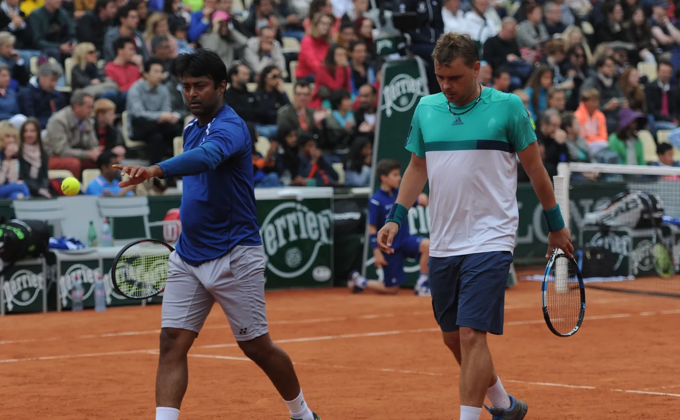 Leander Paes (z lewej) w parze z Marcinem Matkowskim