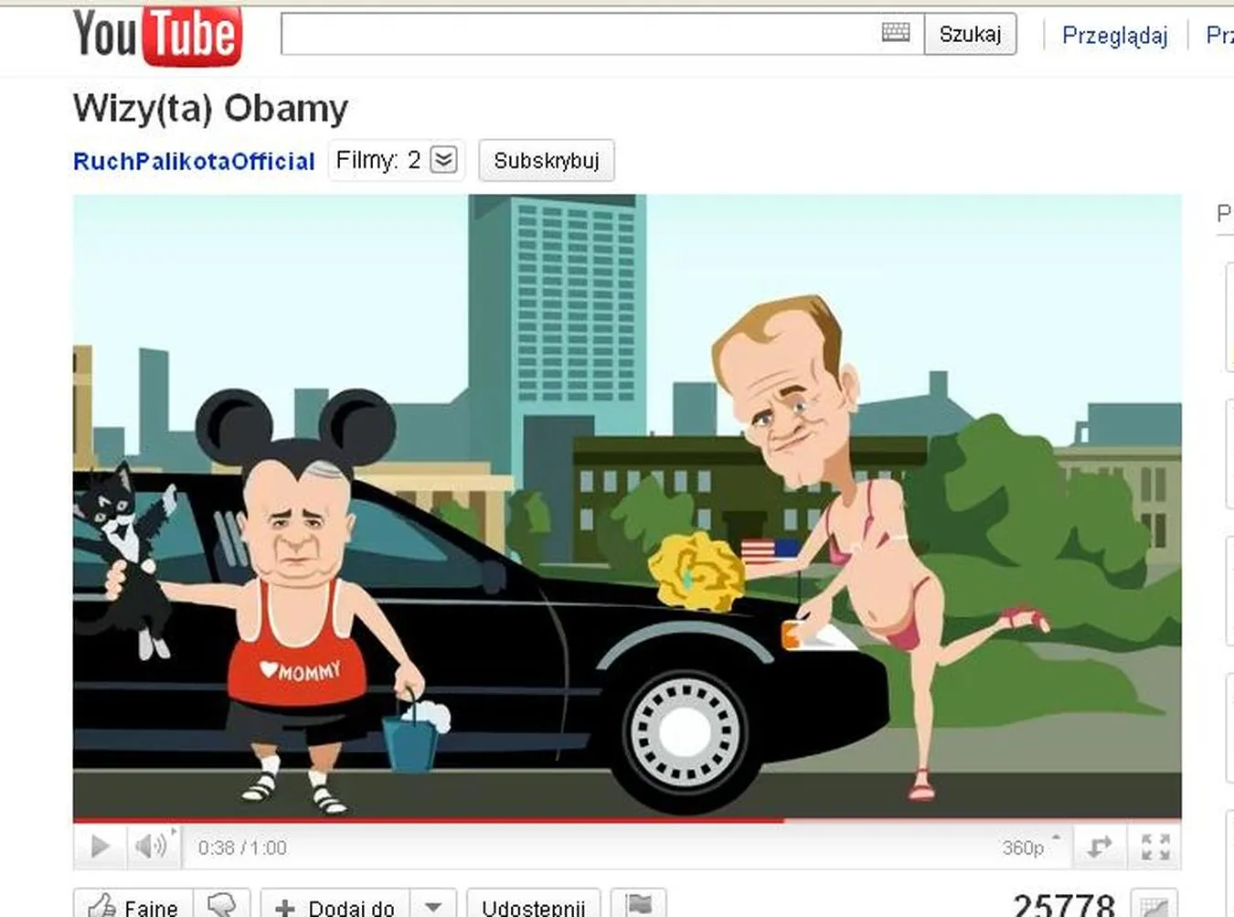 Tusk w bikini myje "bestię" Obamy. Nowy klip Palikota