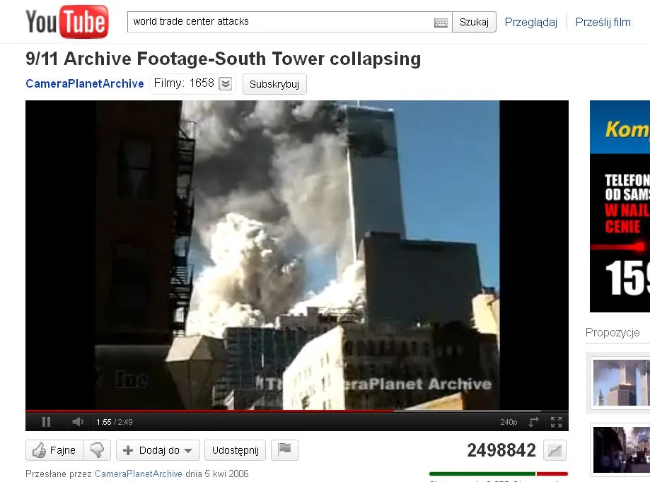 Tak runęła pierwsza wieża World Trade Center