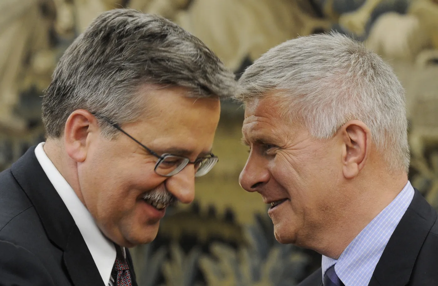 Prezydent Bronisław Komorowski i szef NBP Marek Belka