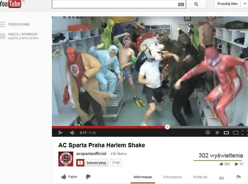 Piłkarze Sparty Praga bawią się przy Harlem Shake