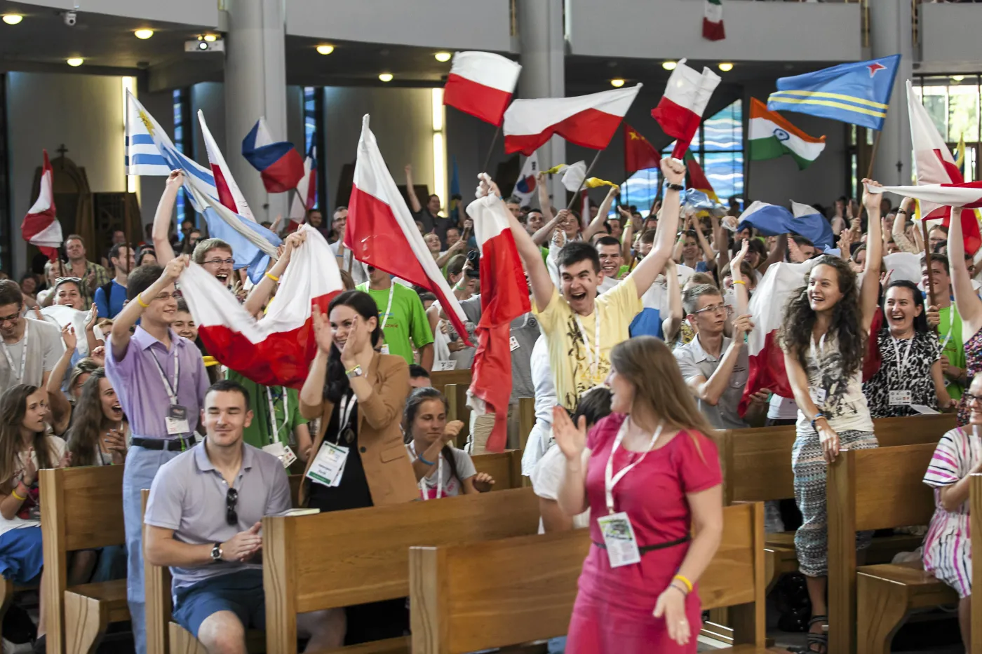 Sanktuarium Bozego Milosierdzia w Lagiewnikach. Moment ogloszenia przez Papieza Franciszka organizacji kolejnych Dni Mlodziezy w Krakowie 