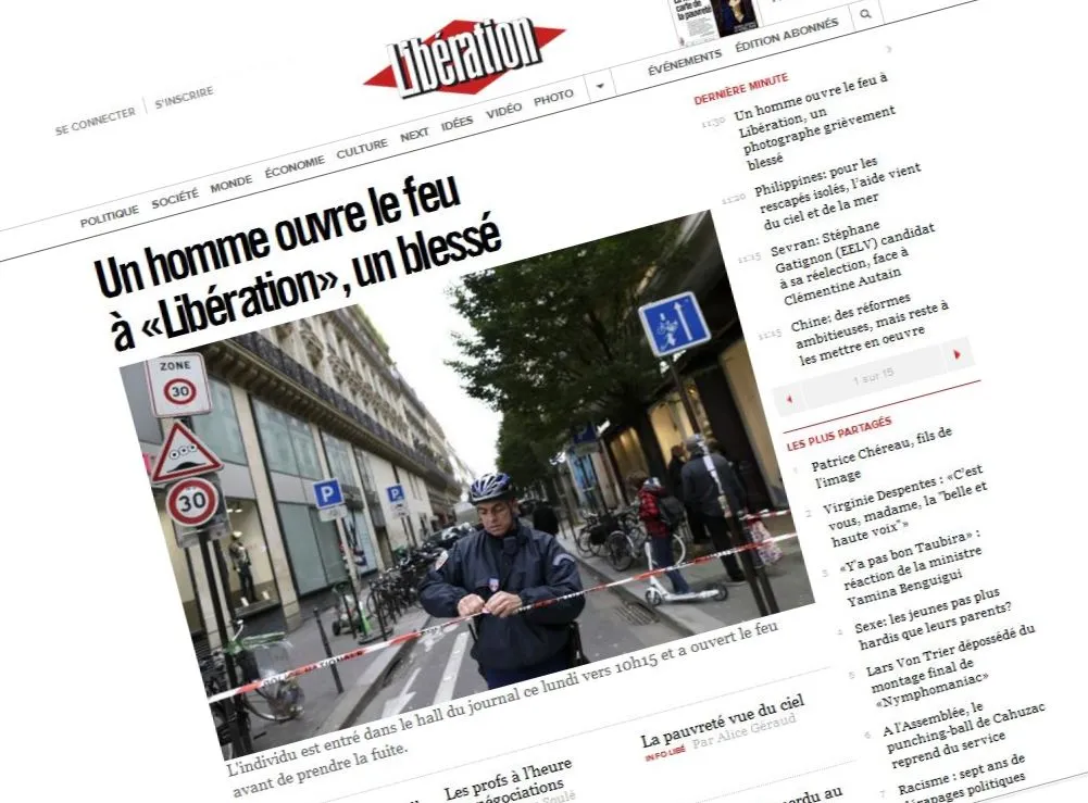 Strzały w redakcji francuskiej gazety i w banku. Ciężko ranny fotoreporter