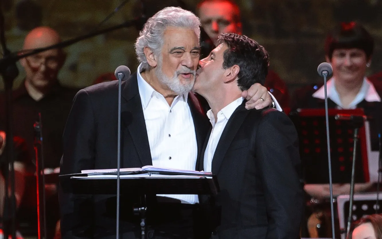 Placido Domingo z synem Placido Domingo Jr. podczas koncertu uświetniającego kanonizację papieży – Jana Pawła II i Jana XXIII