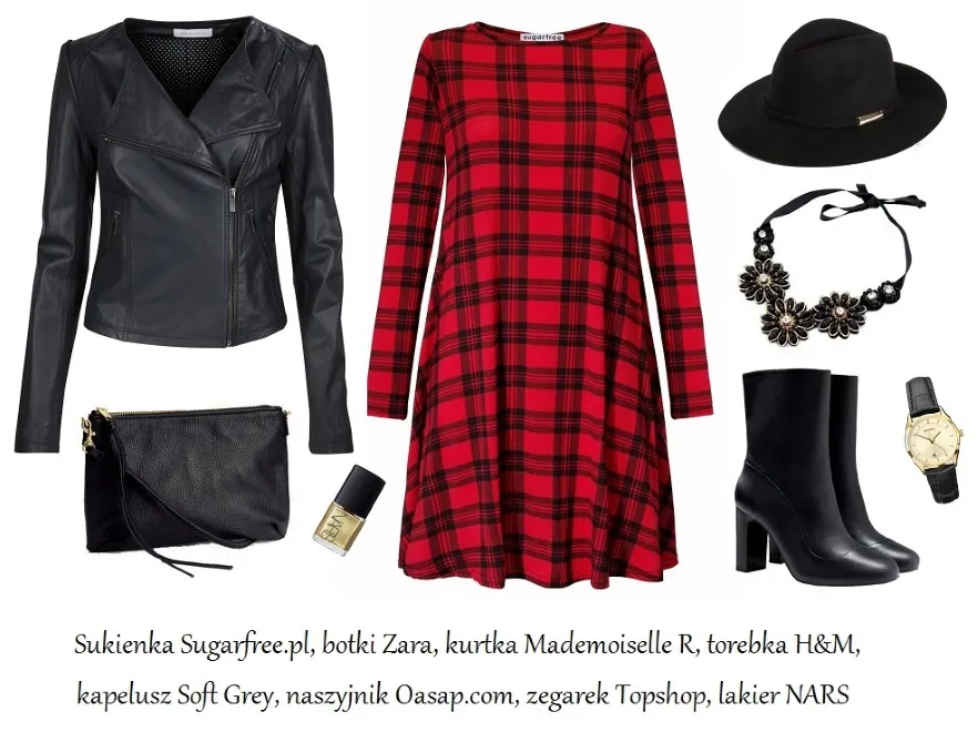 Jesienne STYLIZACJE z sukienką w kratę